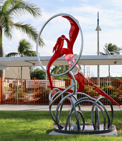 Image of large outdoor sculpture entitled, "Leap"